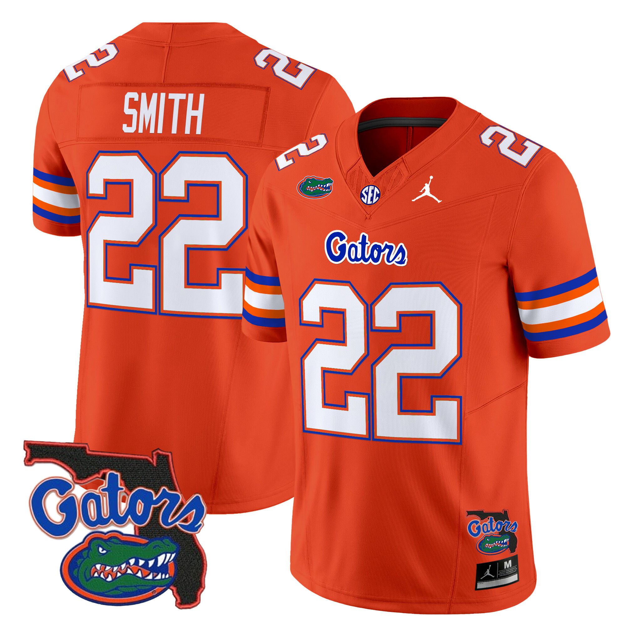 Men Florida Gators #22 Smith Orange 2024 Florida Patch Vapor Limited NCAA Jersey